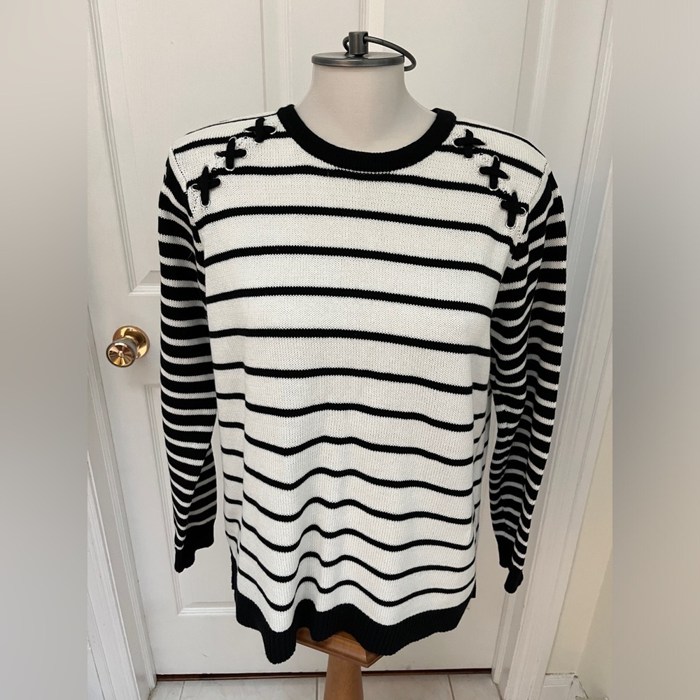 Avon cotton striped sweater ladies size large